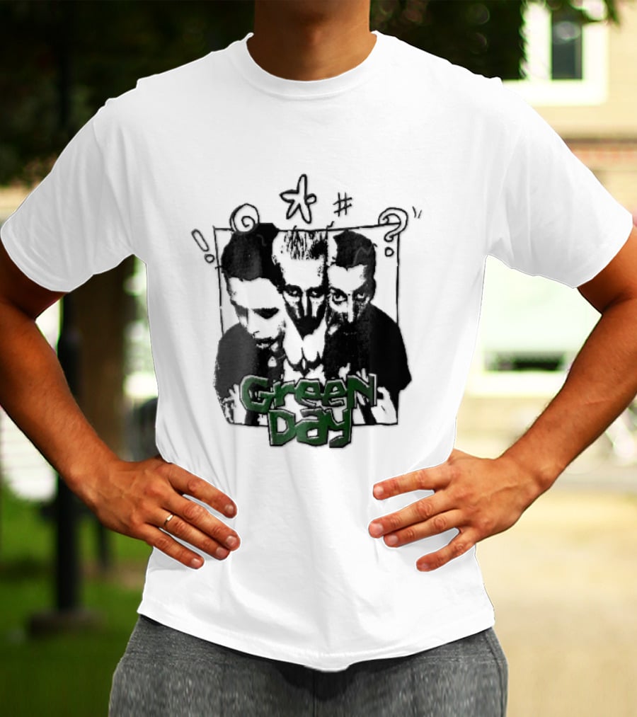 Green Day Billie Joe Armstrong Mike Dirnt Tre Trio High Contrast Doodles Stencil T-Shirt