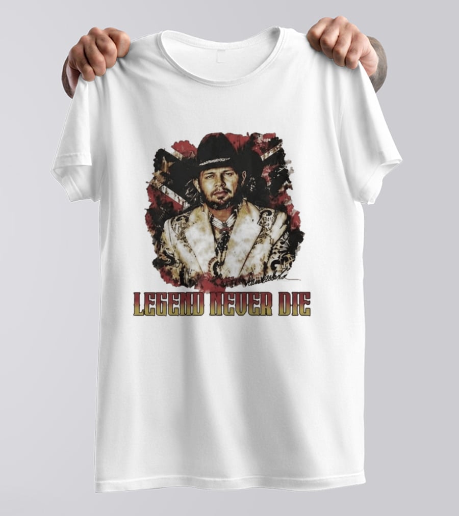 Hank Williams Jr. Legend Never Die Country Music Rebel Flag Cowboy Hat T-Shirt