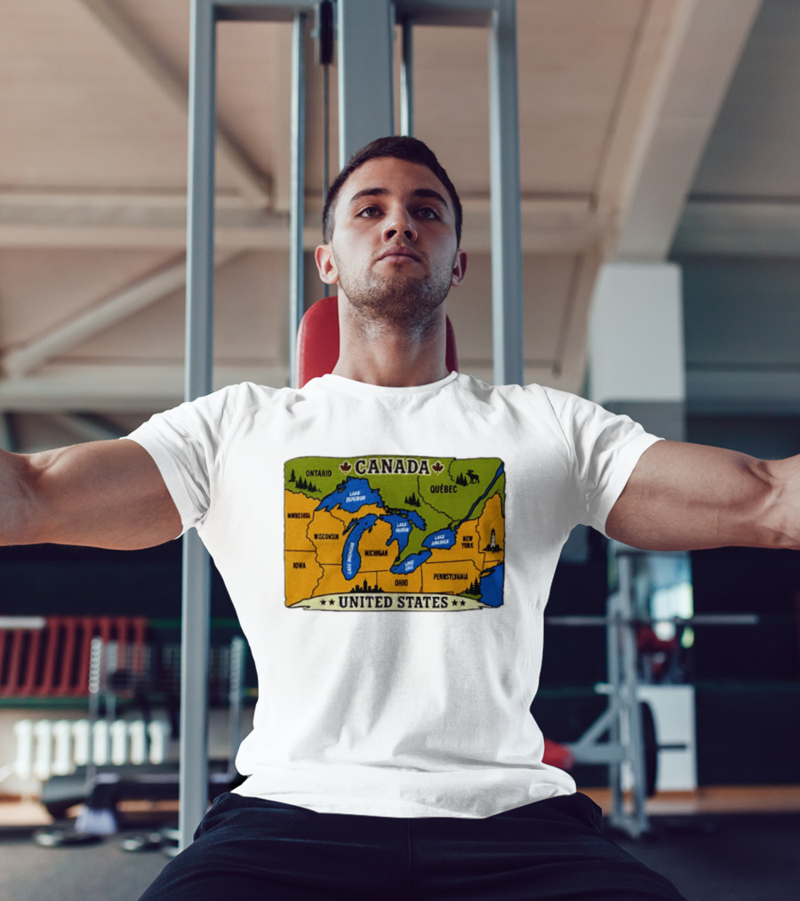 Map Of The Great Lakes Region Canada United States Ontario Québec Michigan Wisconsin New York Pennsylvania Minnesota Iowa T-Shirt
