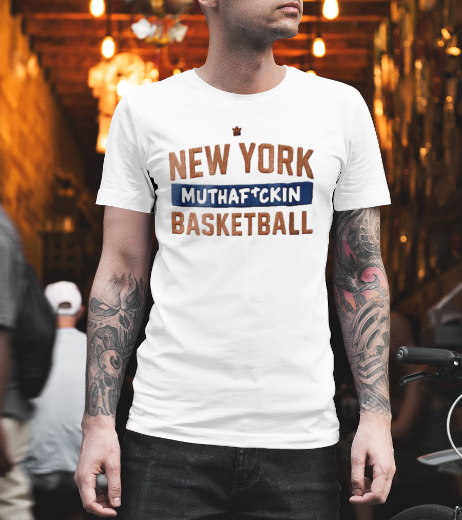New York Muthafckin Basketball Texture Blue Bar Banner T-Shirt