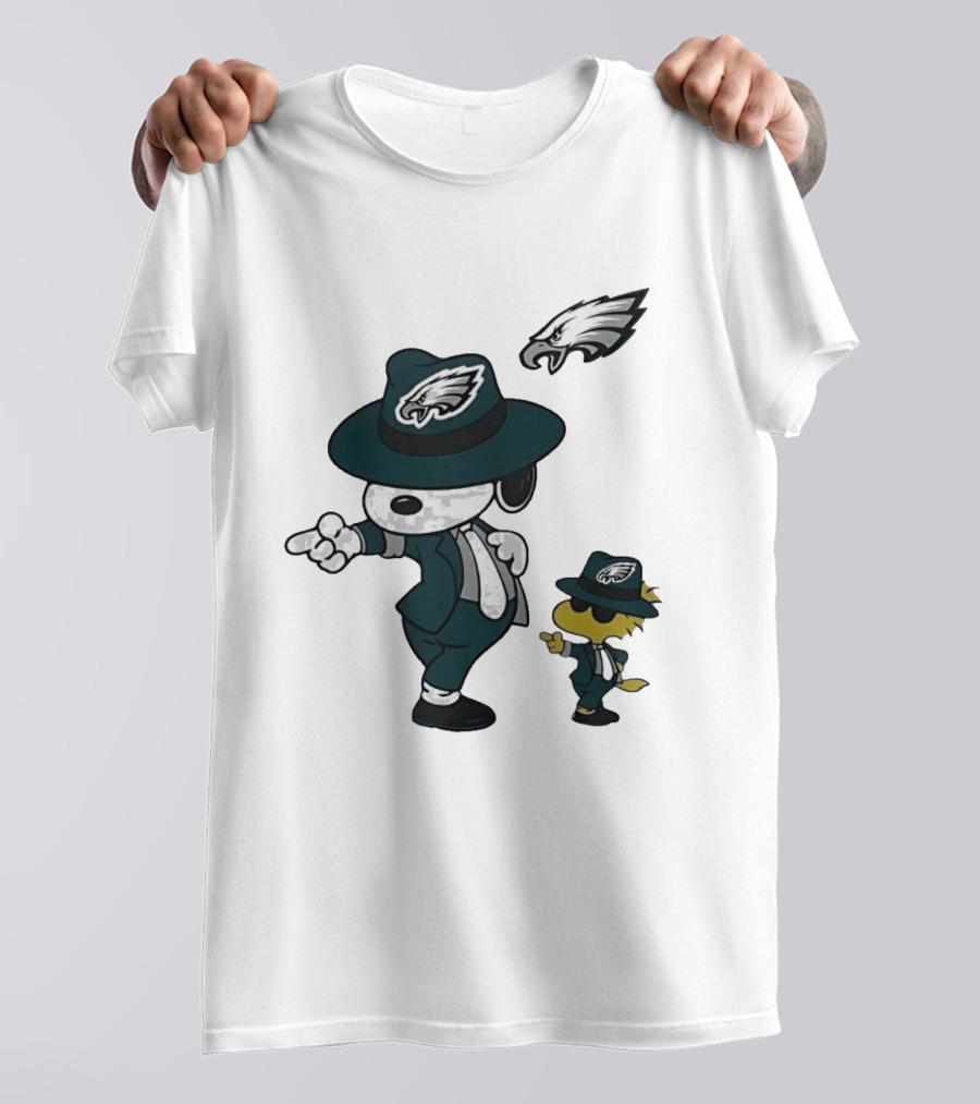 Philadelphia Eagles X Snoopy Woodstock Dance Pop Rock Hat Suit Football Team T-Shirt
