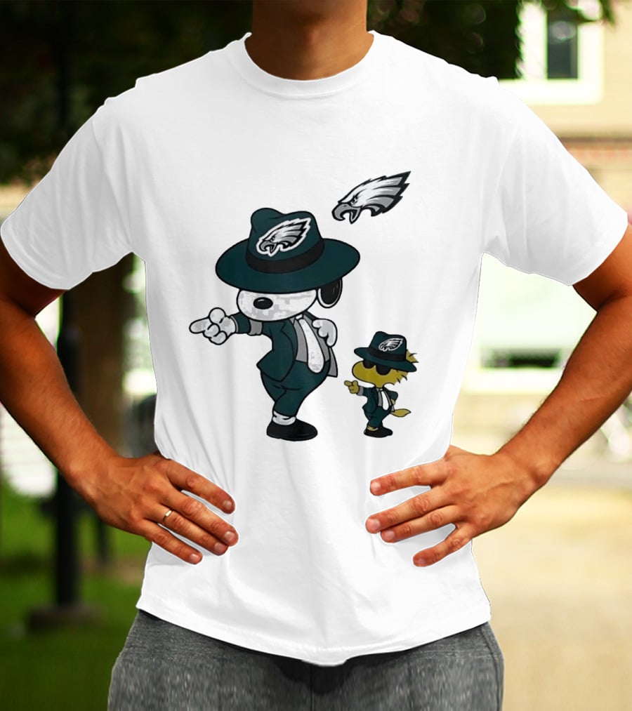 Philadelphia Eagles X Snoopy Woodstock Dance Pop Rock Hat Suit Football Team T-Shirt