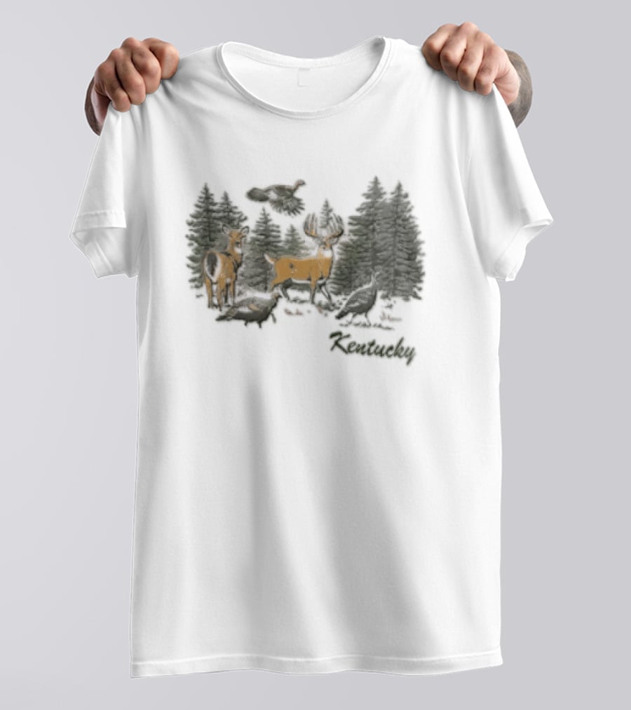 The Deer Turkey Season Forest Hunting Scene T-Shirt