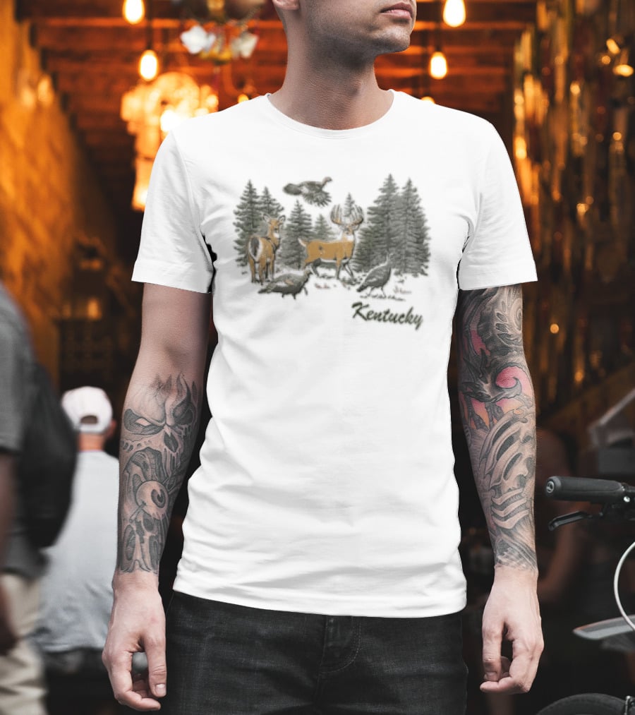 The Deer Turkey Season Forest Hunting Scene T-Shirt
