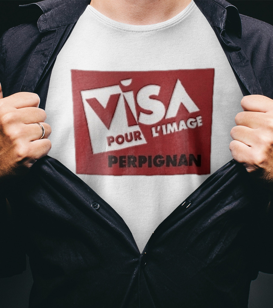 Visa Pour L'Image Perpignan Red Rectangular White Cutout T-Shirt