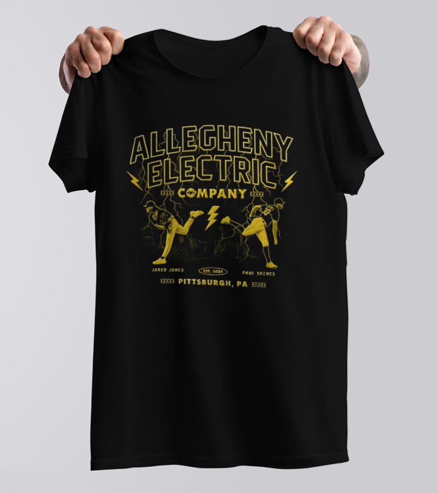 Allegheny Electric Company Jared Jones Vs Paul Skenes Pittsburgh PA 2024 T-Shirt
