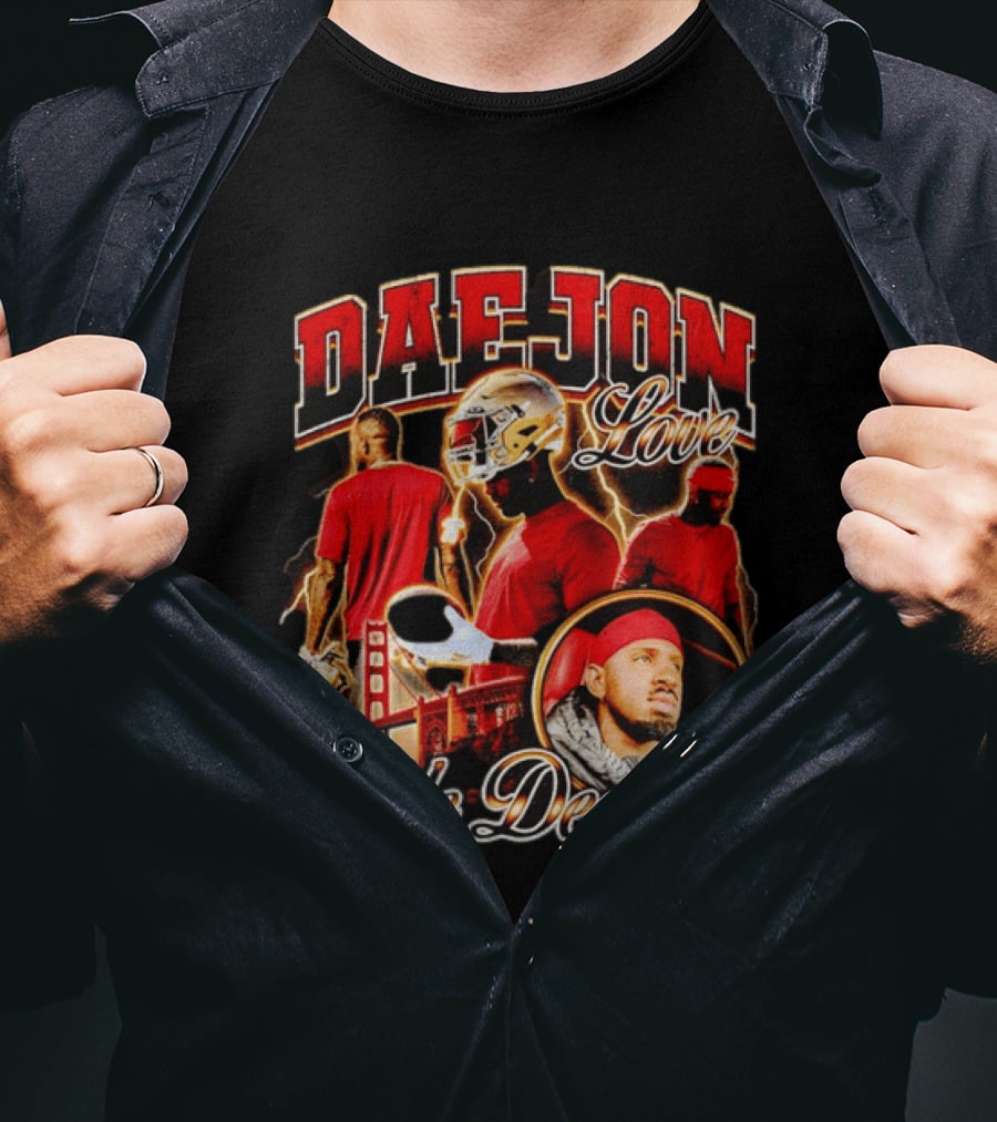 Daejon Love Wide Deceiver Football Helmet San Francisco Bridge T-Shirt