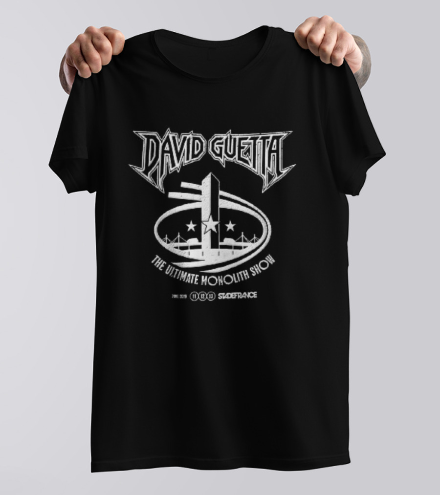 David Guetta The Ultimate Monolith Show June 2016 Stade France Stadium Metal Distressed Stars T-Shirt