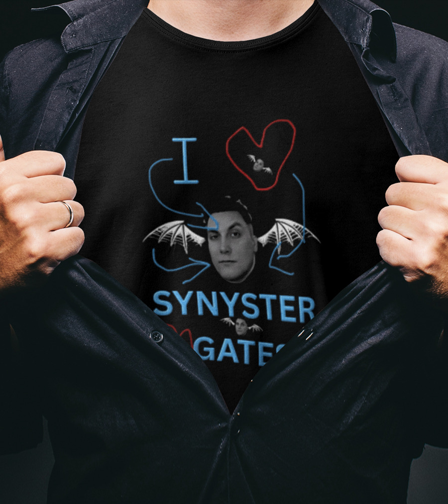 I Love Synyster Gates Head Cutout Bat Wings Scribbles T-Shirt