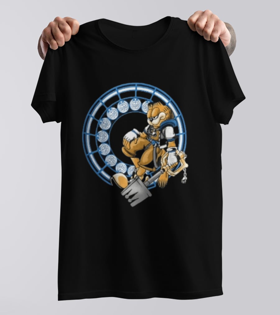 Kingdom Hearts Cat Keyblade Garfield Crossover Keyblade Wielder In Blue Circle T-Shirt