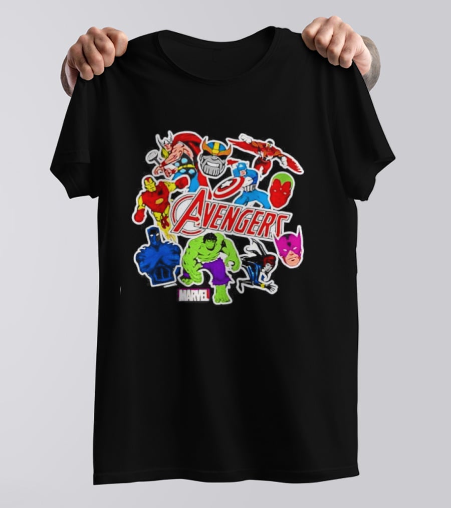 Avengers Classic Heroes Hulk Iron Man Captain America Thor Stickers Collection T-Shirt