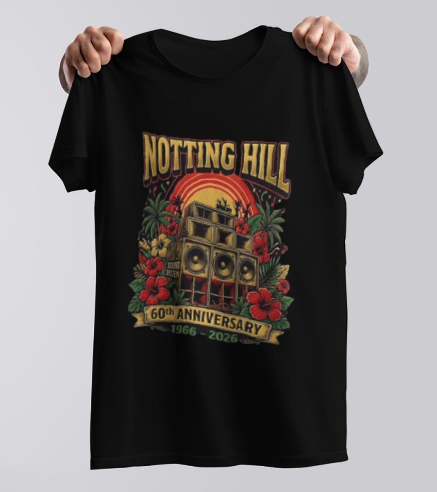 Notting Hill Carnival 60th Anniversary Sound System 1966 2026 Tropical Flowers Music Festival T-Shirt