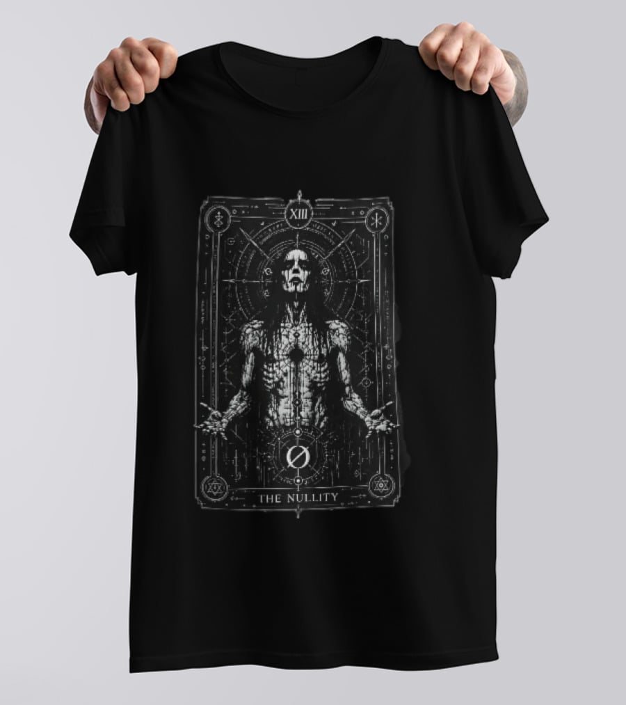 Nullity XIII Dark Occult Tarot Card Corpse Paint Sacred Geometry T-Shirt