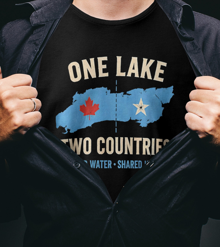 One Lake Two Countries Shared Water History Canada USA Connection T-Shirt