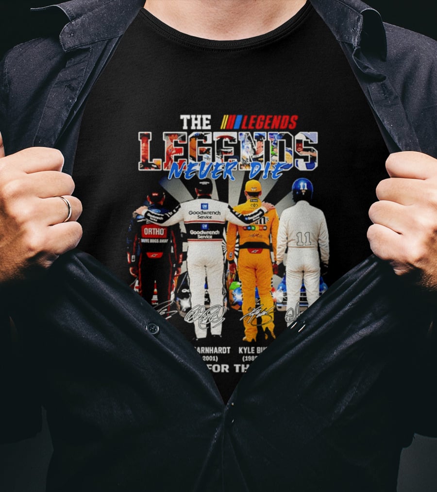 The NASCAR Legends Never Die Dale Earnhardt Greg Biffle Kyle Busch Ned Jarrett Thank You For The Memories T-Shirt