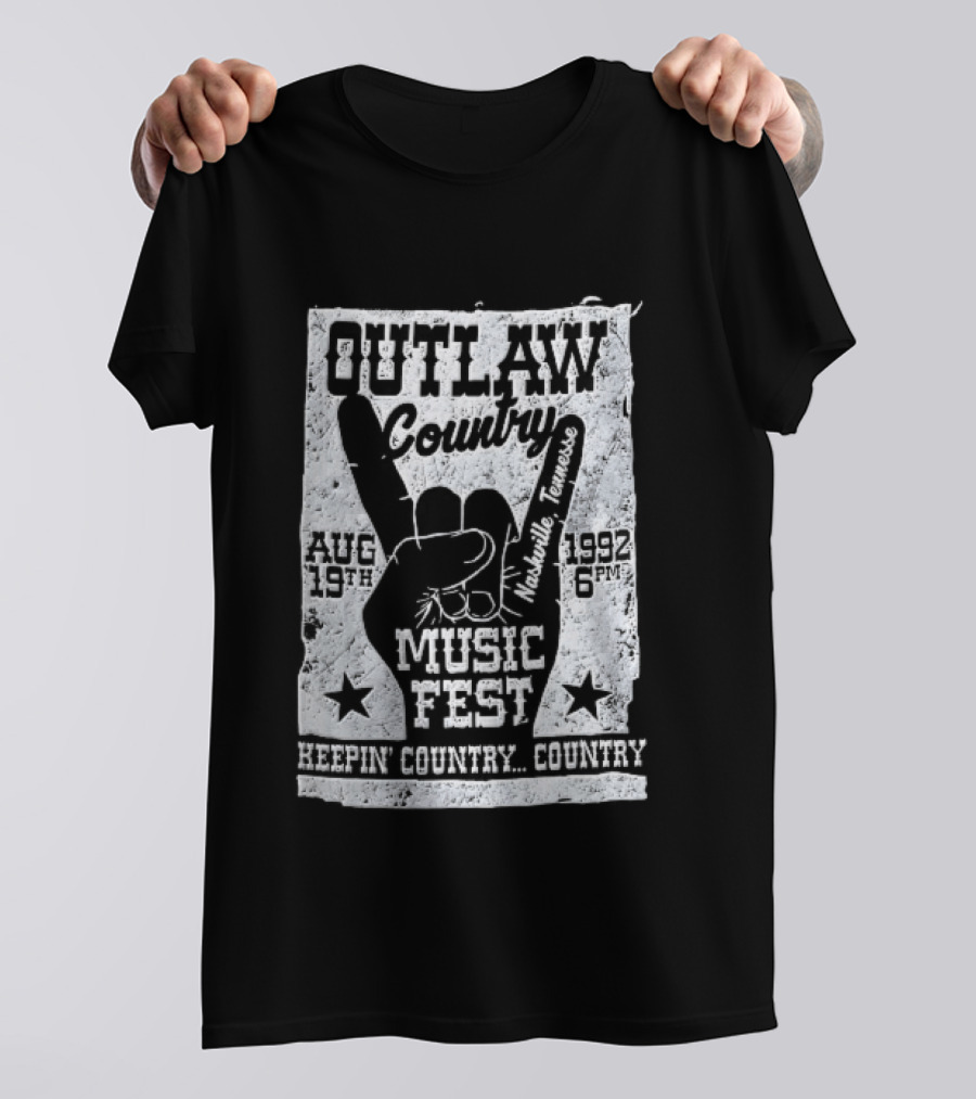 Outlaw Country Music Fest Aug 19th 1992 Nashville Tennessee Keepin Country Country T-Shirt