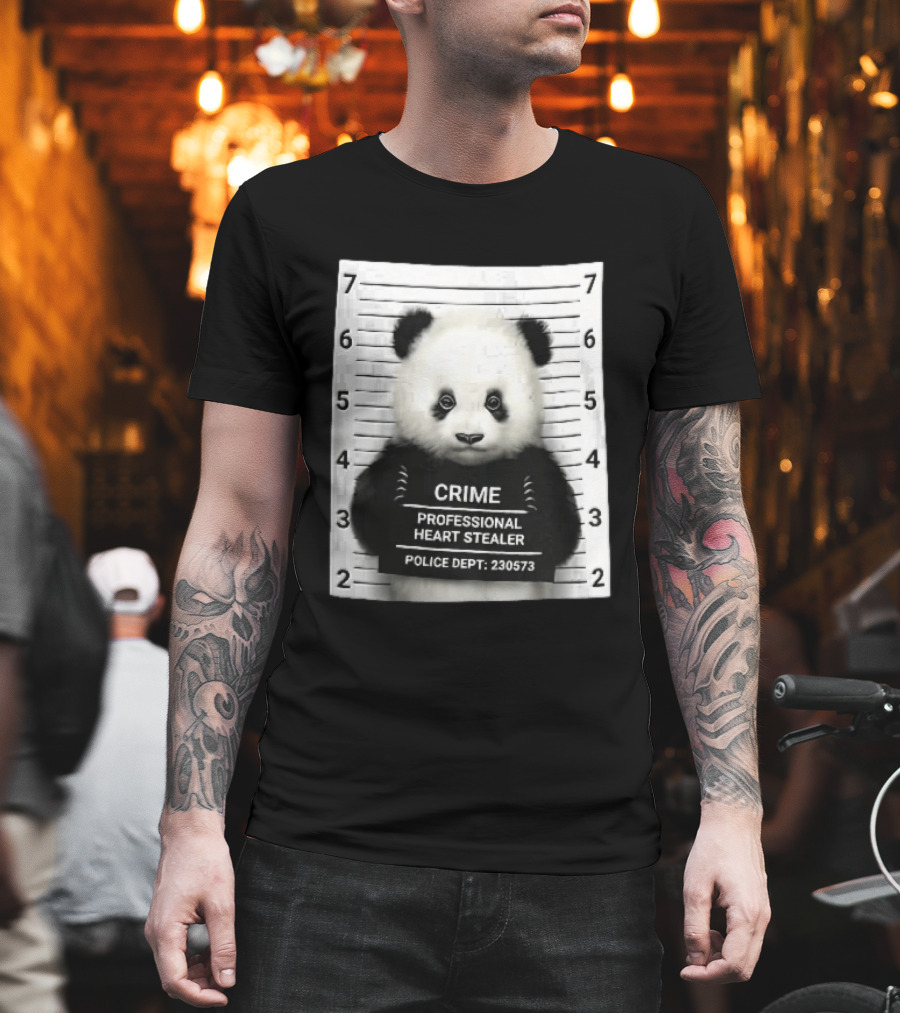 Panda Crime Professional Heart Stealer Police Dept 230573 Shot Lineup T-Shirt