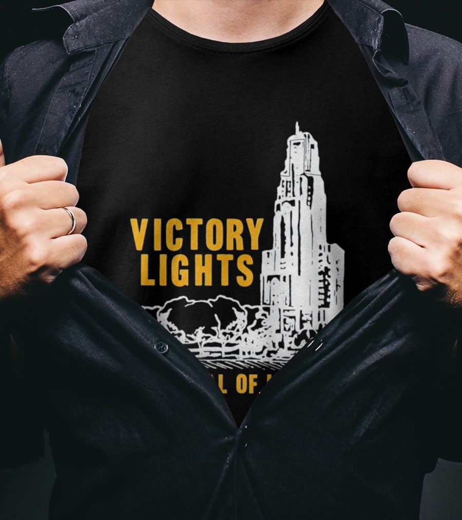 Victory Lights Cathedral Of Learning Pittsburgh Panthers T-Shirt