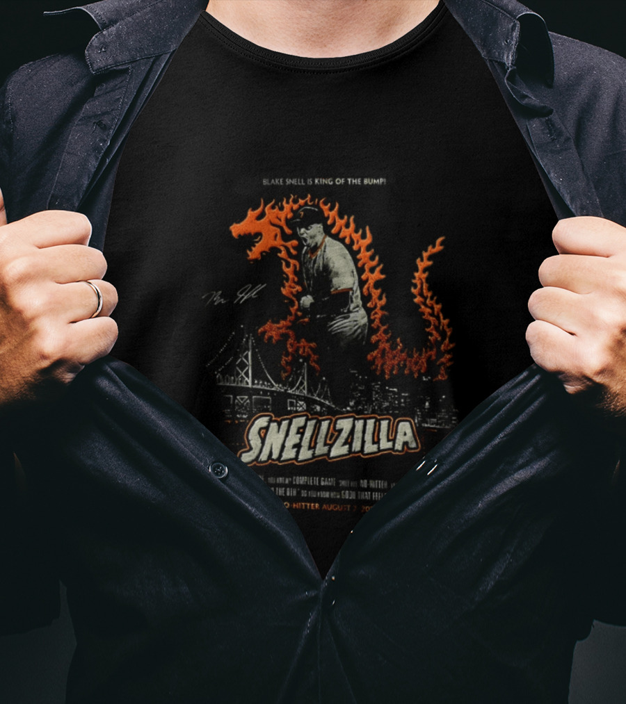 Blake Snell Snellzilla No Hitter August 7 2024 King Of The Bump San Francisco San Diego Padres T-Shirt