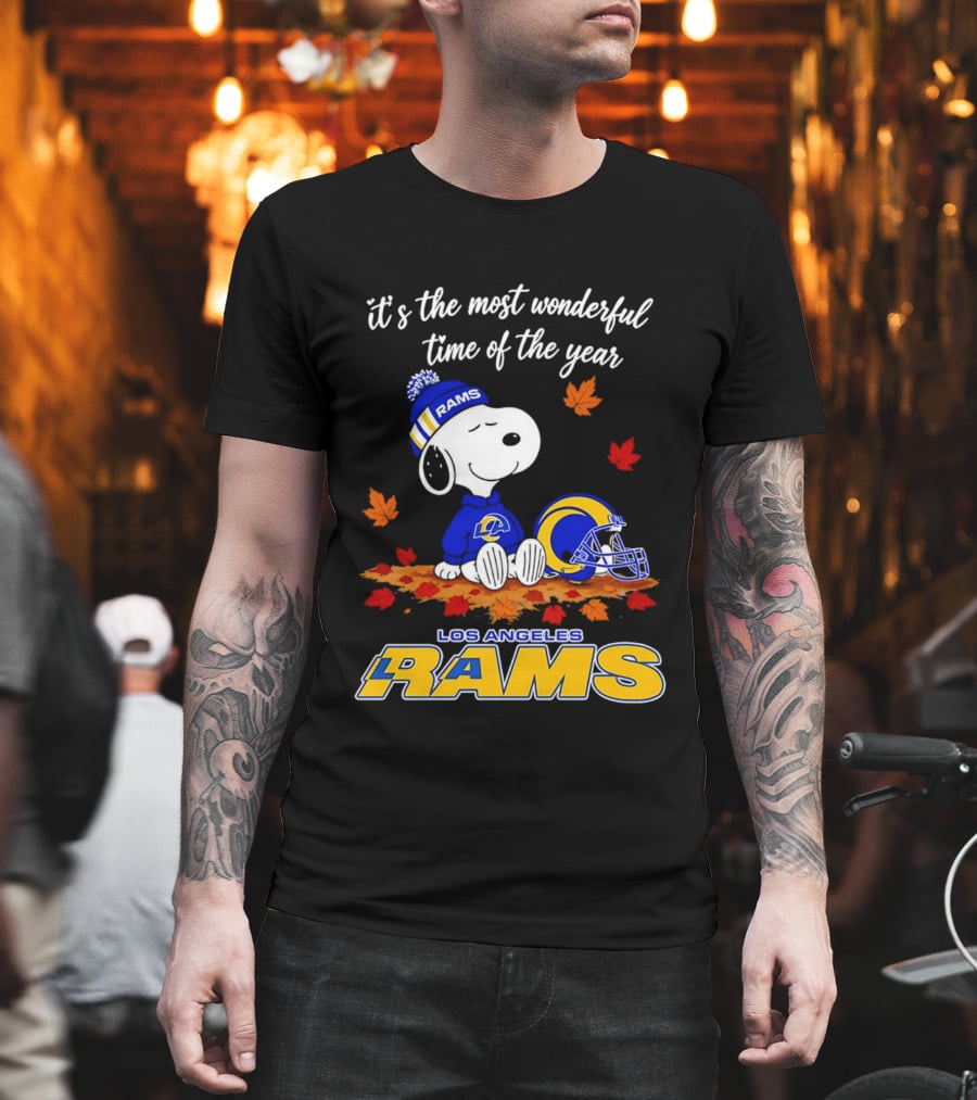 Snoopy Los Angeles Rams It's The Most Wonderful Time Of The Year T-Shirt