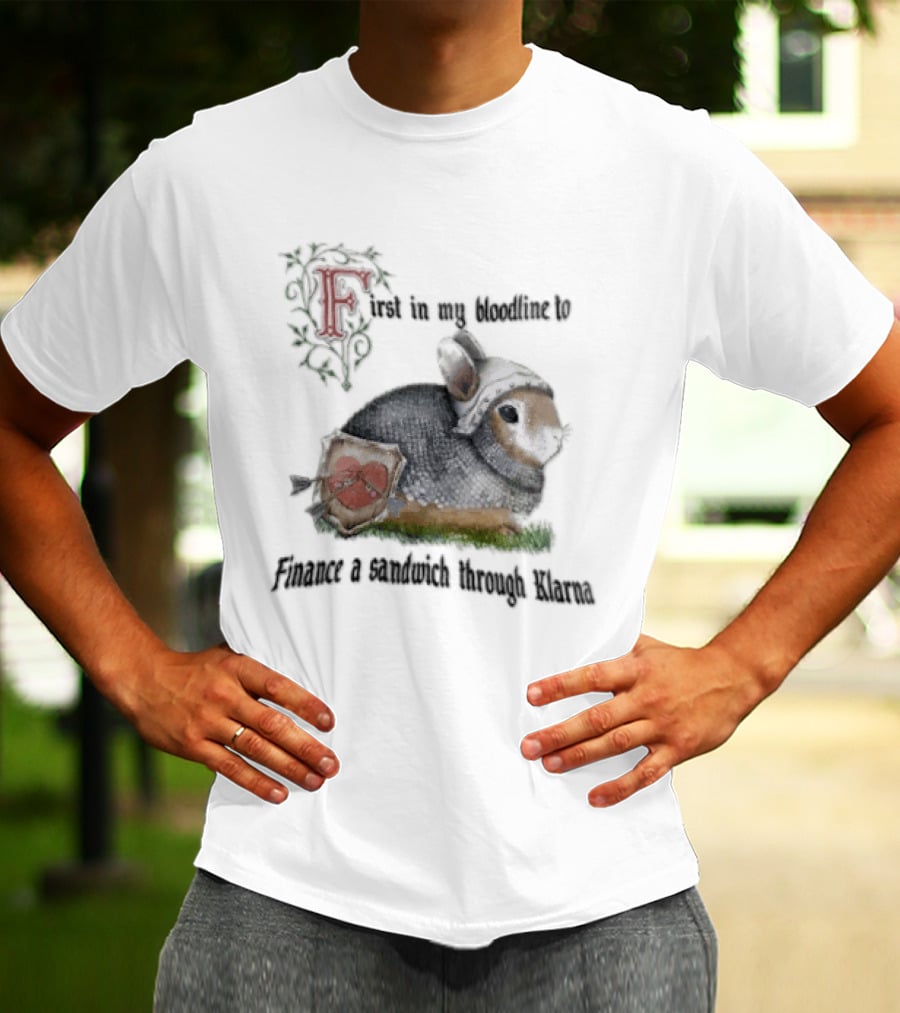 First In My Bloodline To Finance A Sandwich Through Klarna Knight Bunny Chainmail Shield T-Shirt