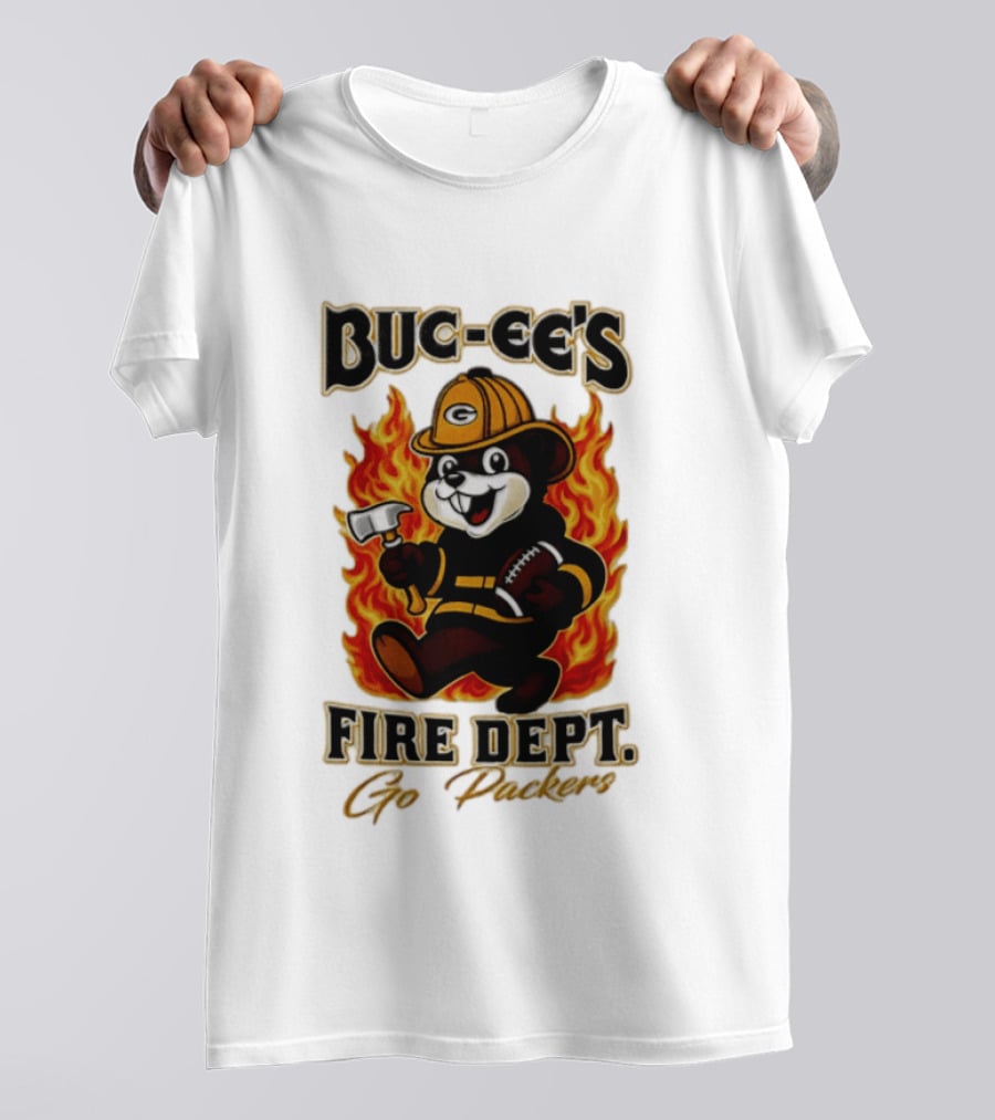 Buc Ee's Fire Dept Go Packers Axe Football Helmet T-Shirt