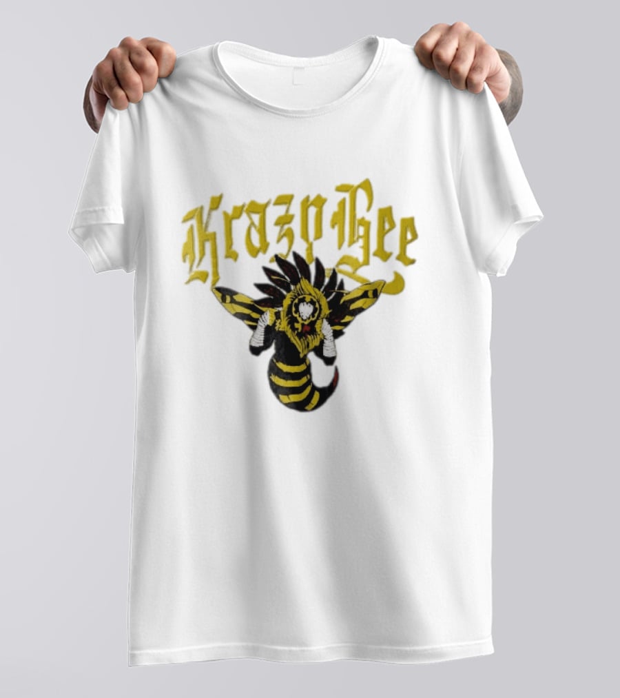 Krazy Bee Fighter Yellow Black Illustrated Bee T-Shirt