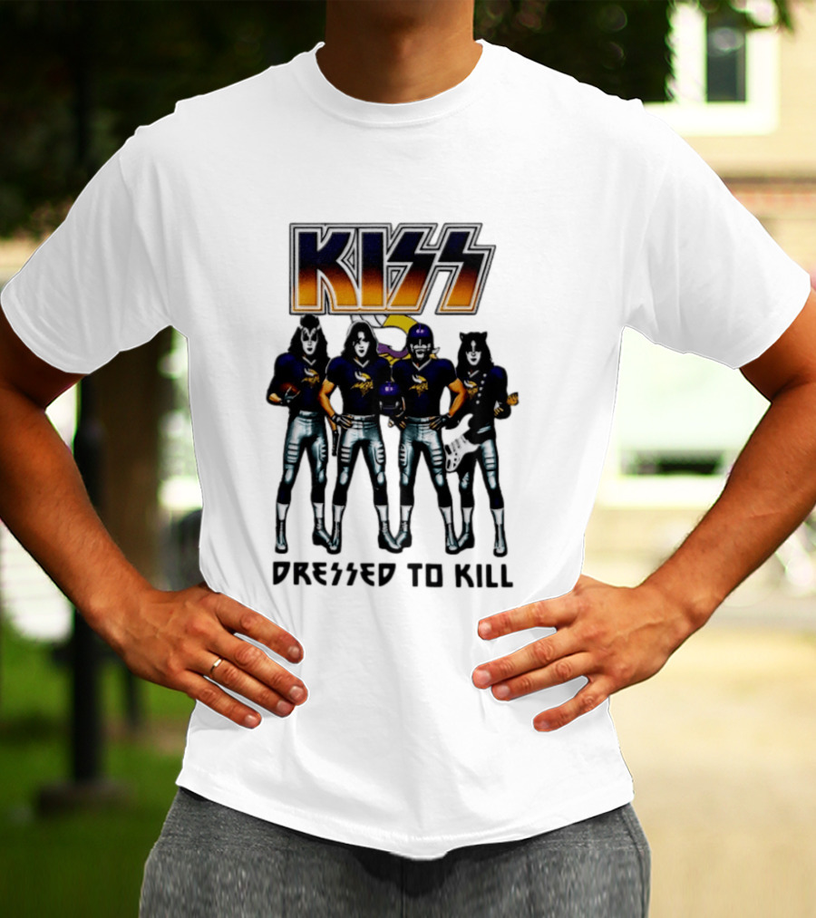 KISS Minnesota Vikings Dressed To Kill Football Fan T-Shirt