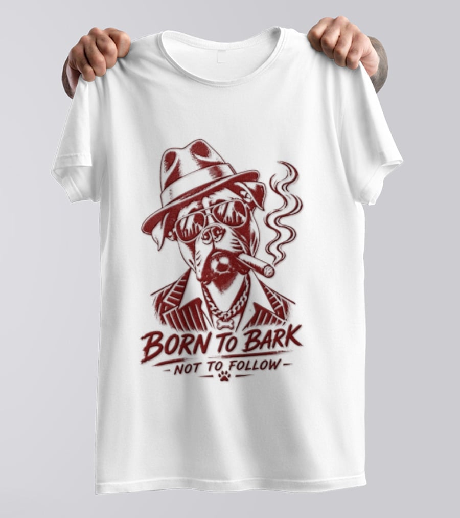 Born To Bark Not To Follow Pitbull With Fedora And Pipe T-Shirt