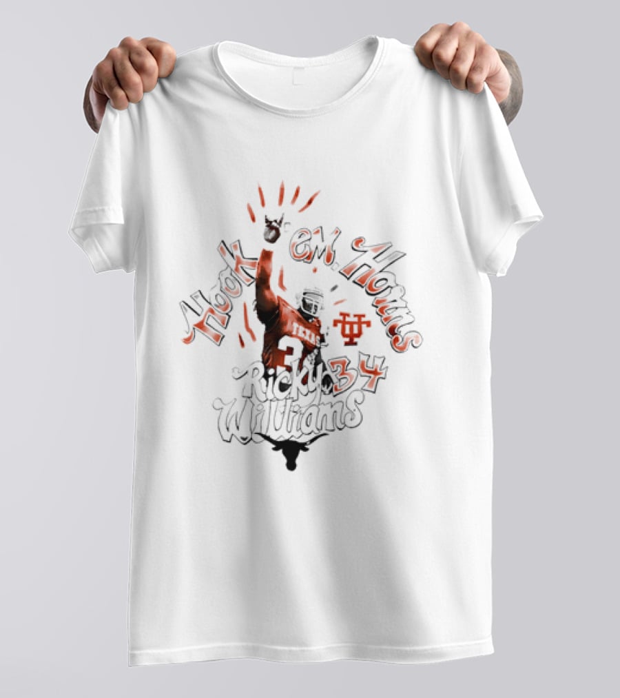 Ricky Williams Hook 'Em Horns 34 Texas Longhorns T-Shirt