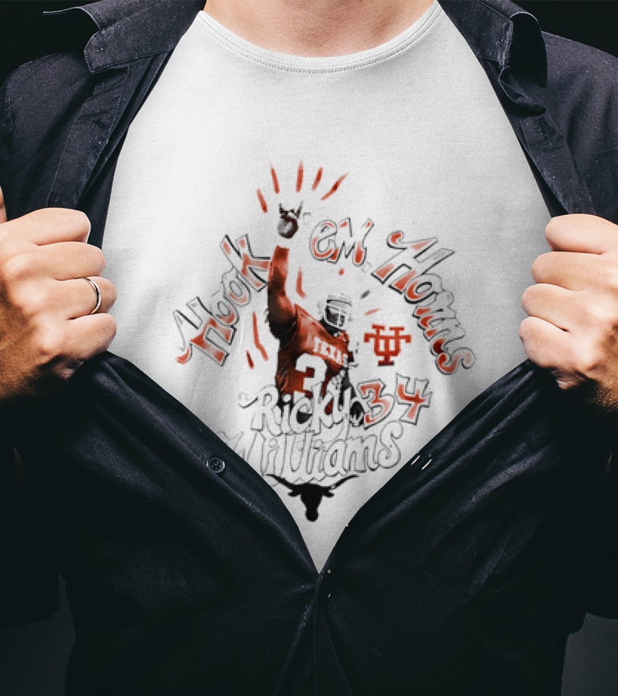 Ricky Williams Hook 'Em Horns 34 Texas Longhorns T-Shirt