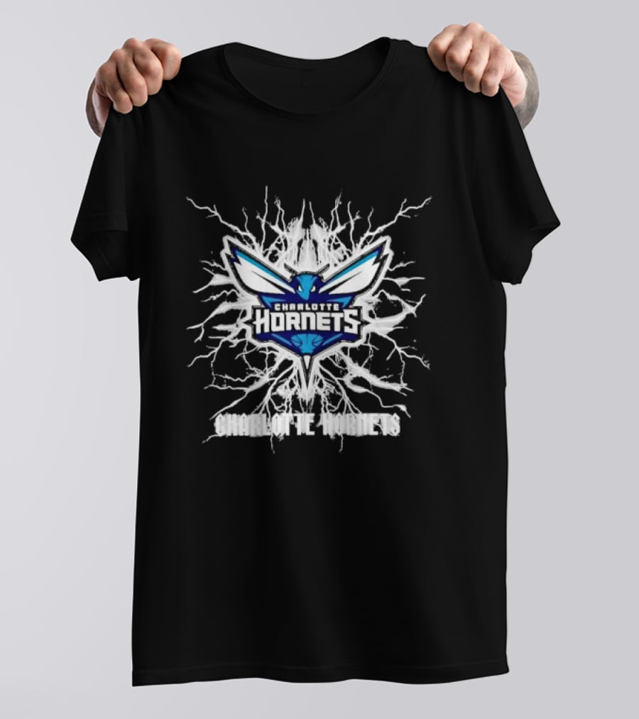 Charlotte Hornets Basketball Team Lightning Bolt T-Shirt