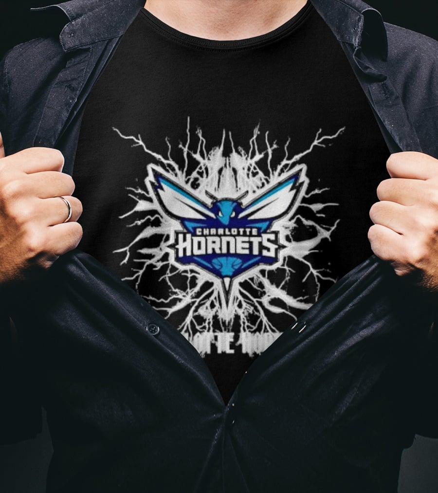 Charlotte Hornets Basketball Team Lightning Bolt T-Shirt