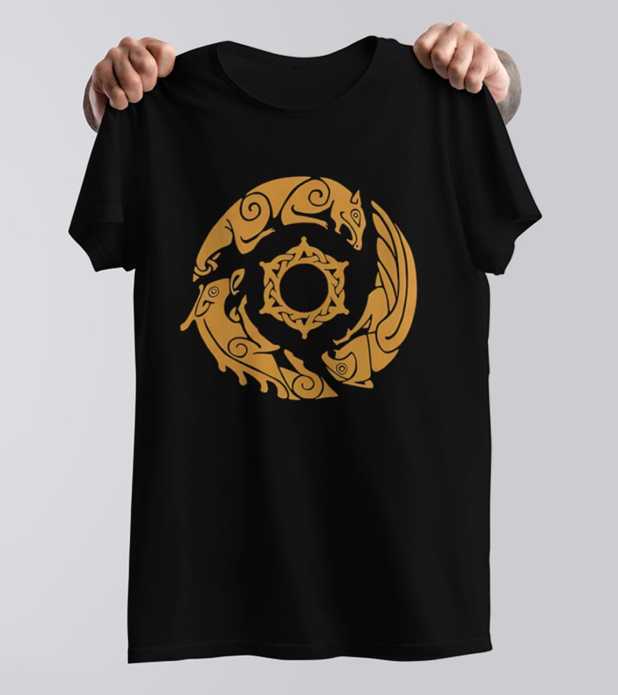 Crimson Desert Crest Zodiac Animal Wheel T-Shirt