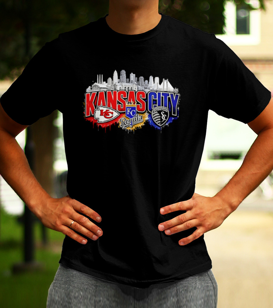 Kansas City Chiefs Royals Sporting KC Skyline Fan T-Shirt