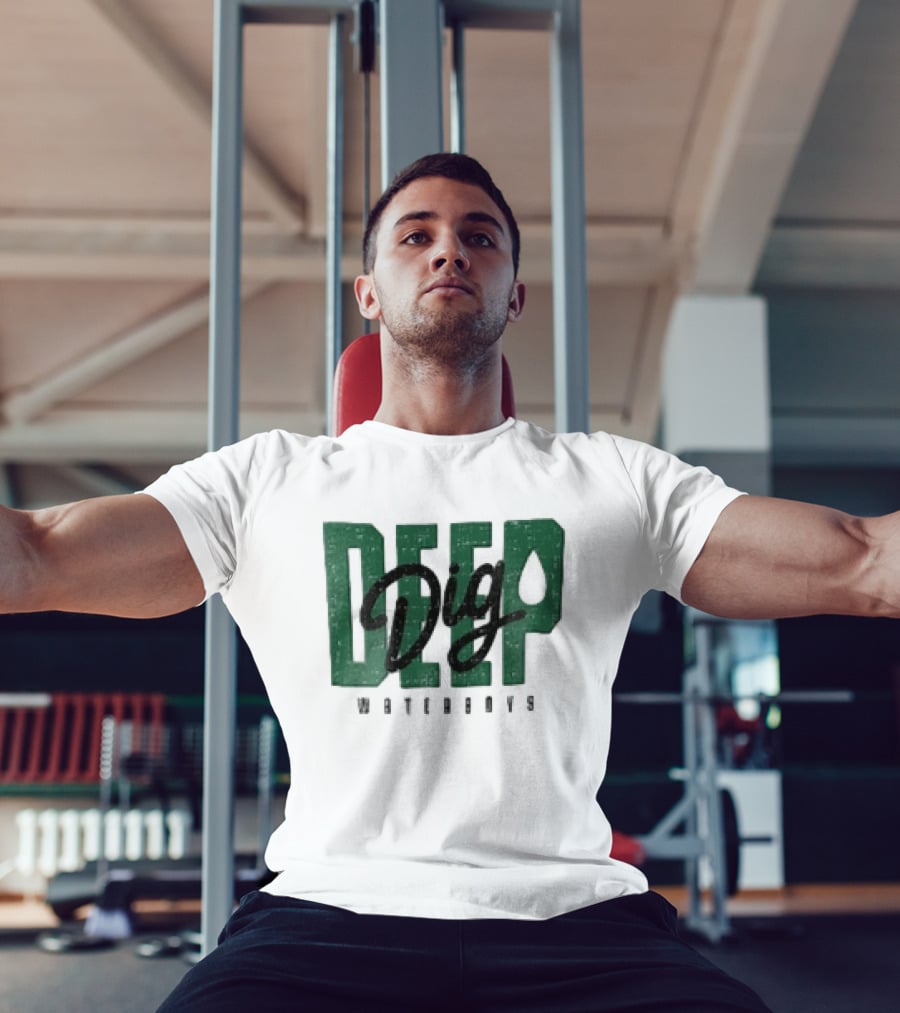 Dig Deep Waterboys Distressed Green Block Water Droplet T-Shirt