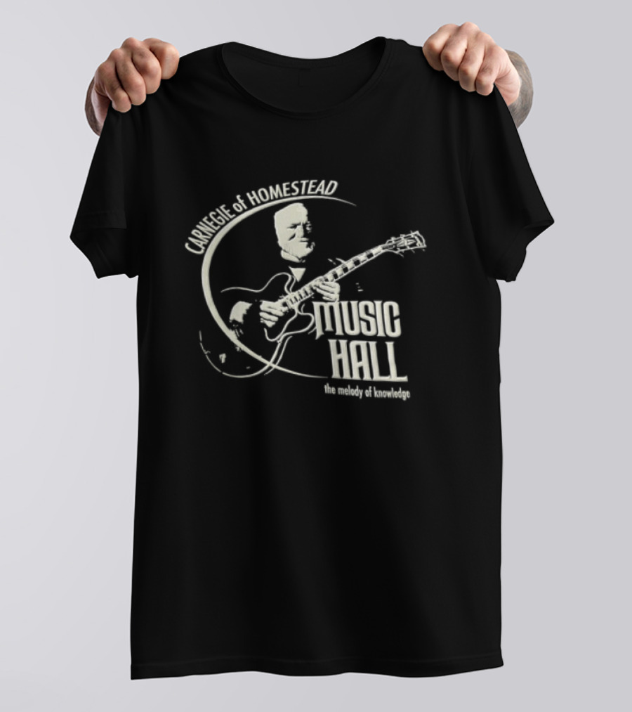 Carnegie Homestead Music Hall Stencil Archtop Guitar Sketch T-Shirt