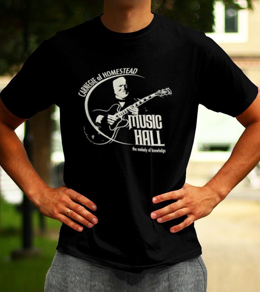 Carnegie Homestead Music Hall Stencil Archtop Guitar Sketch T-Shirt