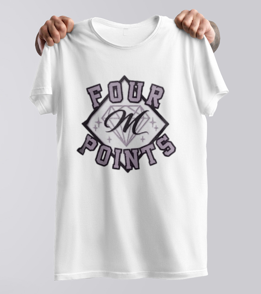 Four Points Cursive M Pastel Diamond Gemstone Sparkles T-Shirt