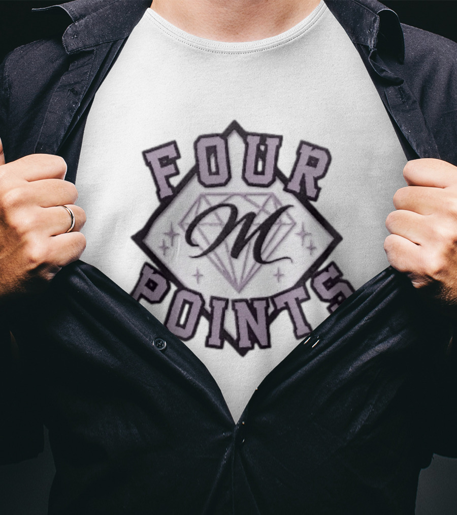 Four Points Cursive M Pastel Diamond Gemstone Sparkles T-Shirt