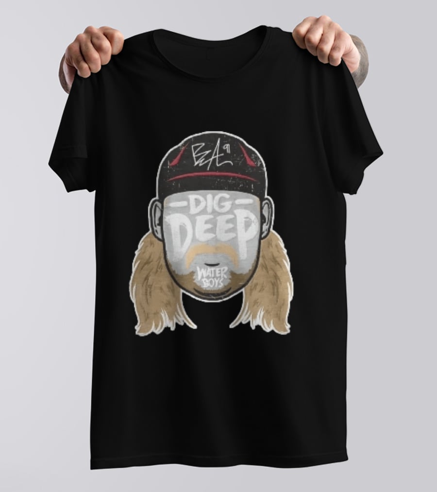 Waterboys Dig Deep Chris Long Mullet Mustache Cap Caricature T-Shirt
