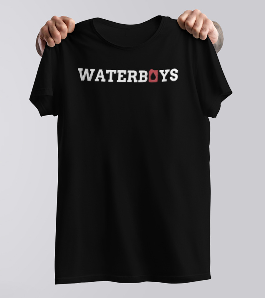 Waterboys Red Water Can Drop Icon White Lettering T-Shirt
