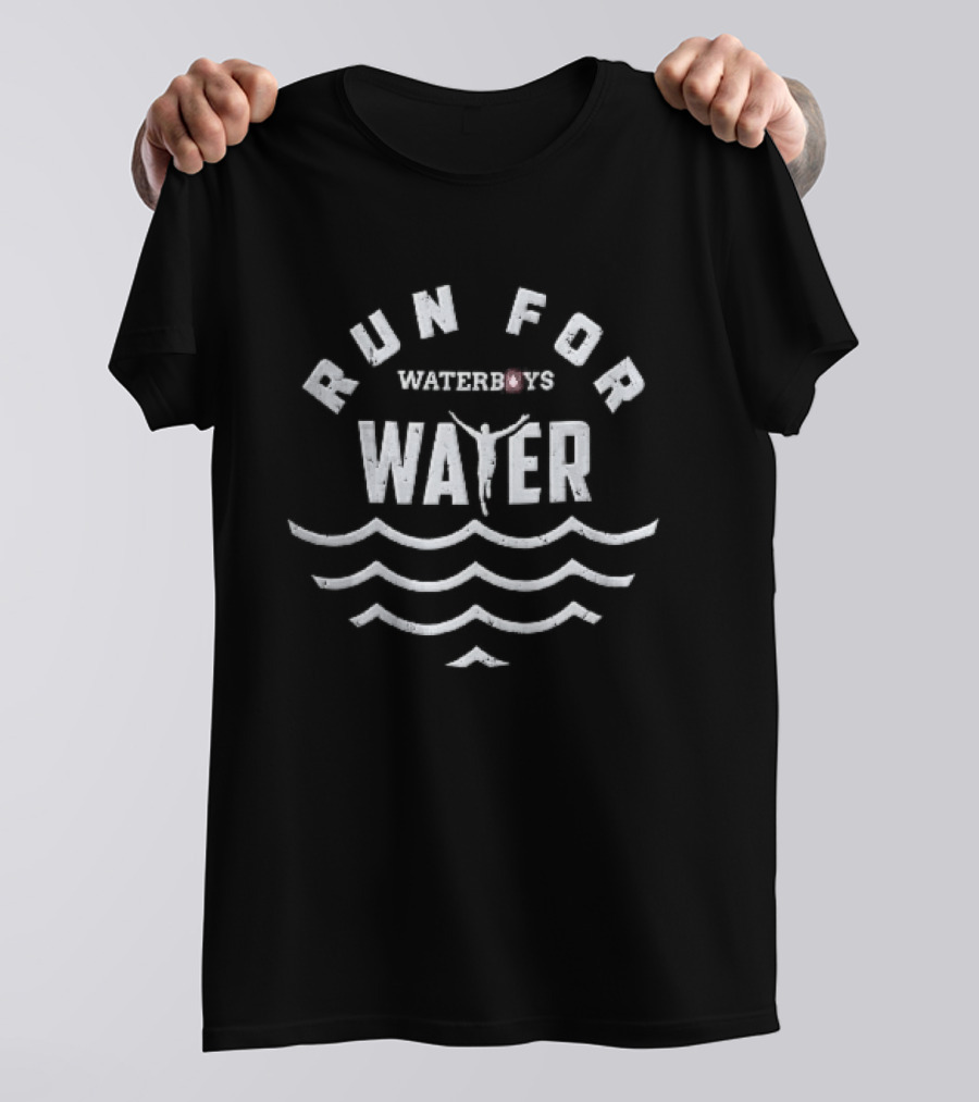 Run For Water Waterboys Waves Silhouette Distressed T-Shirt