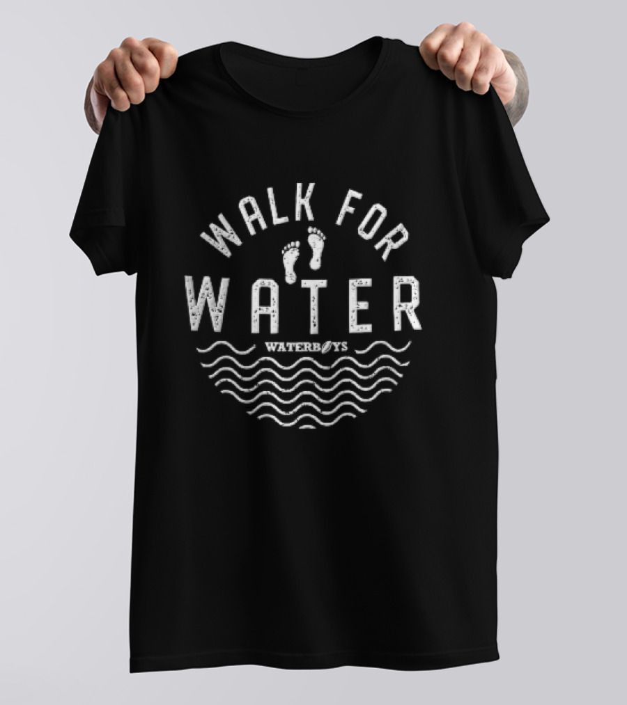 Walk For Water Bare Footprints Distressed Waves Campaign T-Shirt