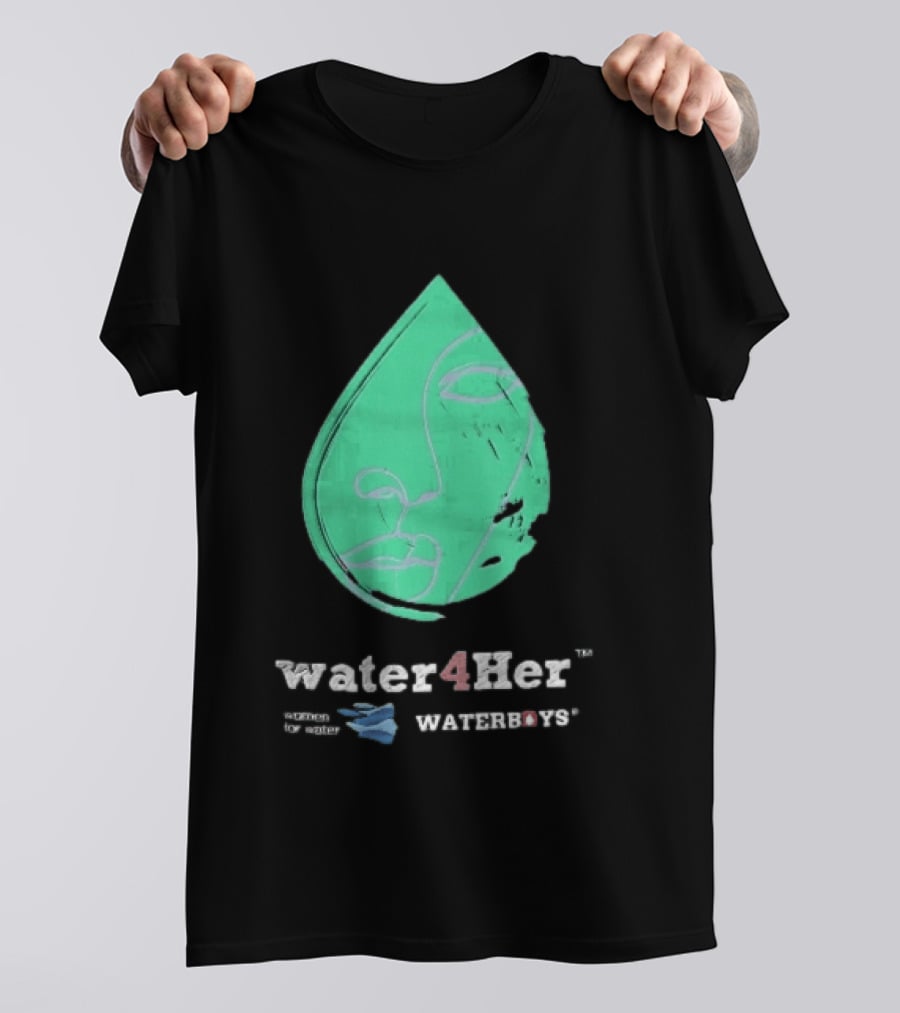 Water4Her Waterboys Green Waterdrop Line Face Women For Water T-Shirt