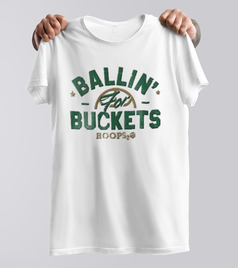 Ballin' For Buckets Hoops2o Distressed Basketball Rim Water Drop Stars T-Shirt