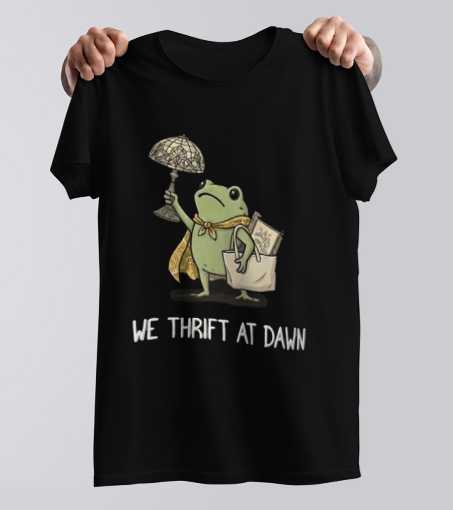 We Thrift At Dawn Frog Holding Stained Glass Lamp Scarf And Bag T-Shirt