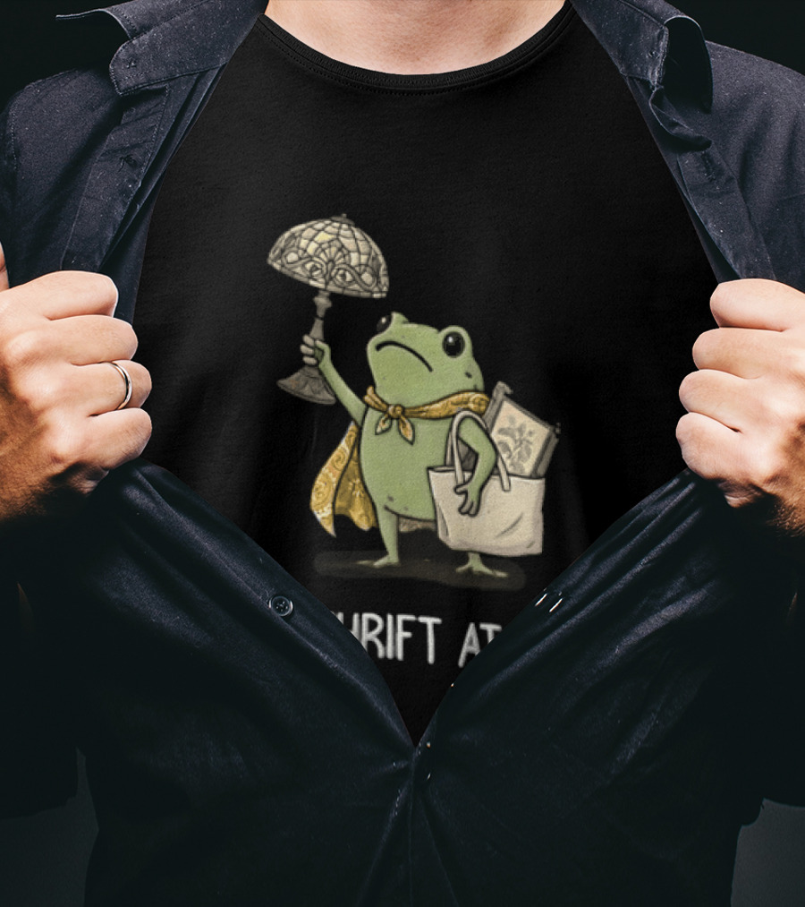 We Thrift At Dawn Frog Holding Stained Glass Lamp Scarf And Bag T-Shirt