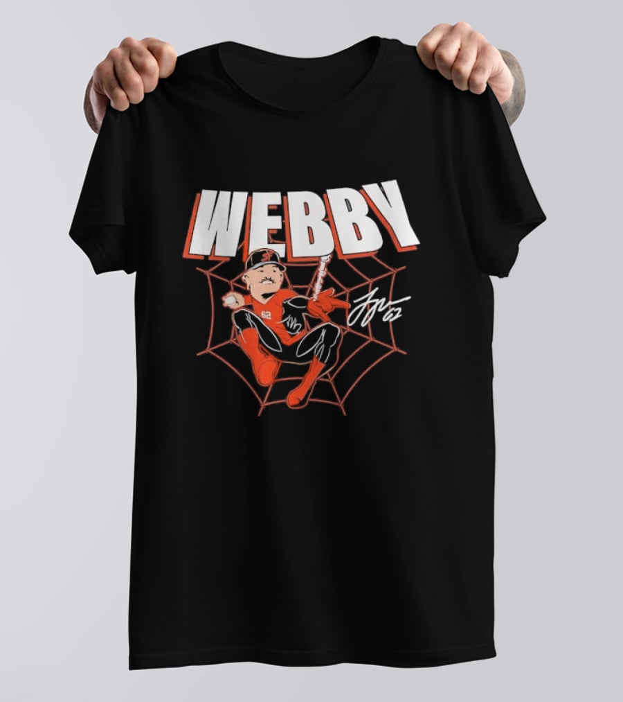 WEBBY Spider Web Baseball Player 62 Red Jersey Signature T-Shirt