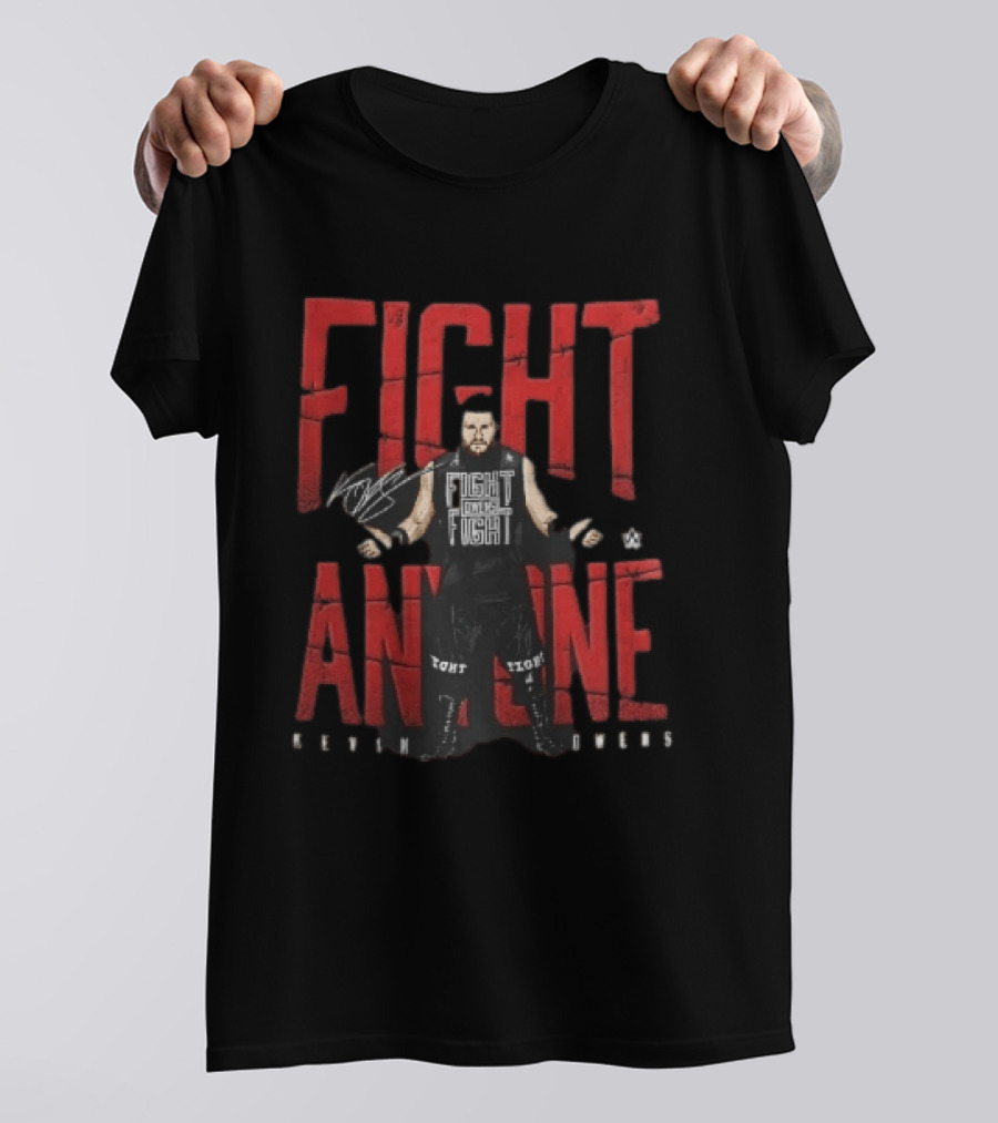 Kevin Owens WWE Fight Anyone Barbed Wire Wrestler Pose T-Shirt